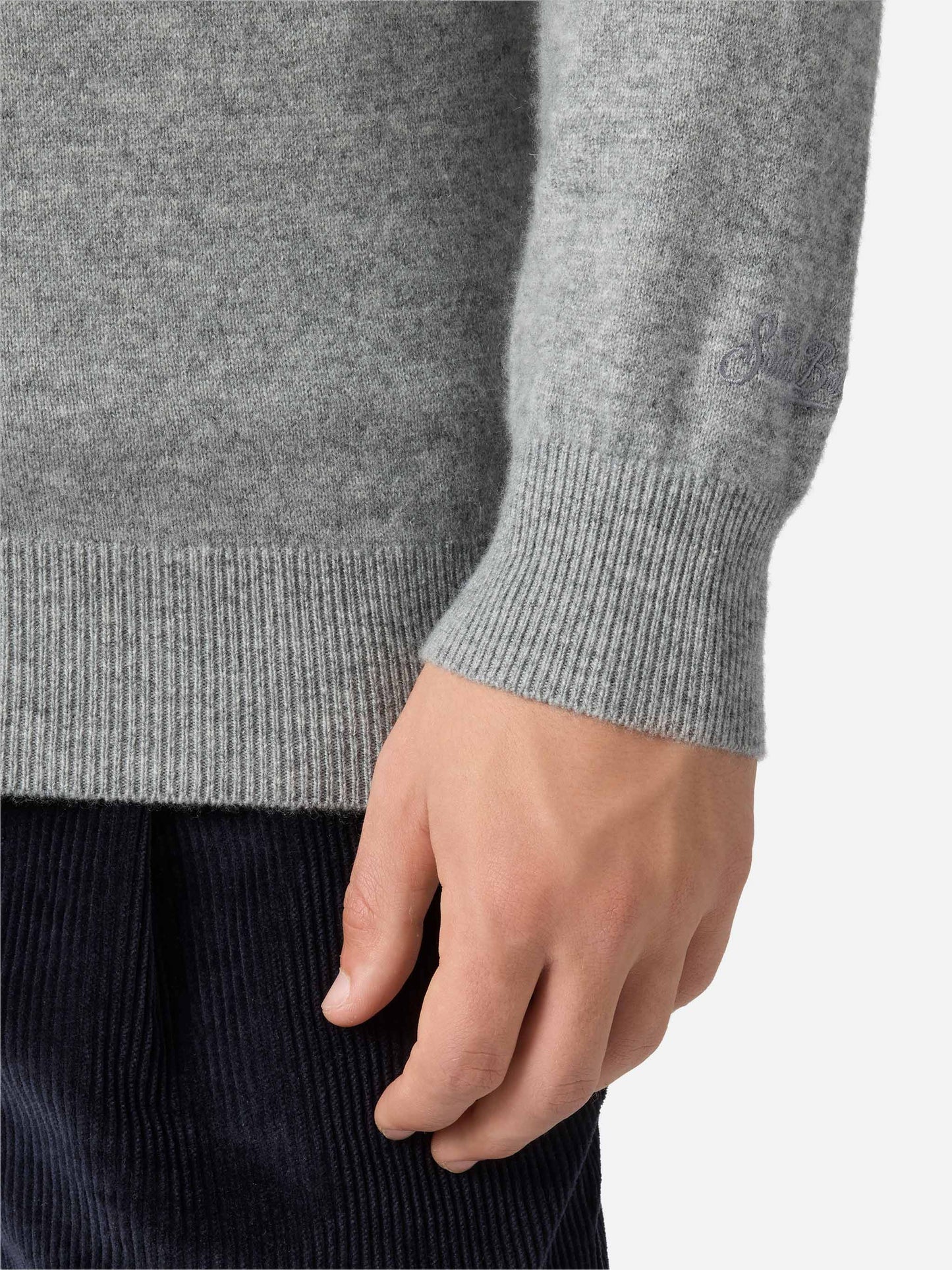 Polo in maglia di cashmere Covent grigio melange