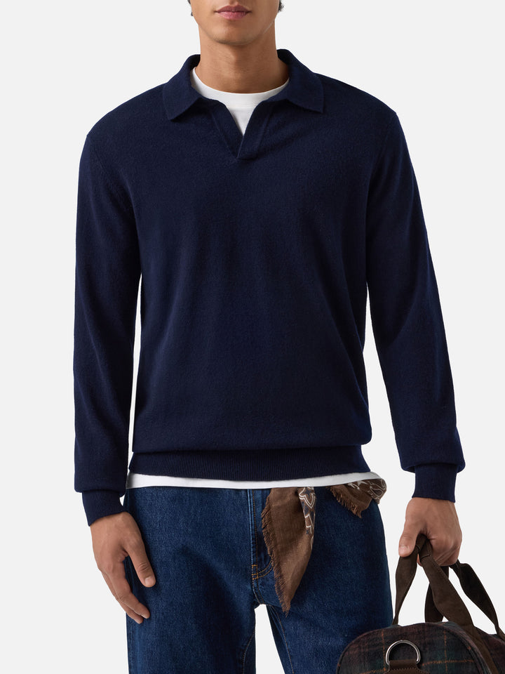 Polo Covent en cachemire blue bleu marine 