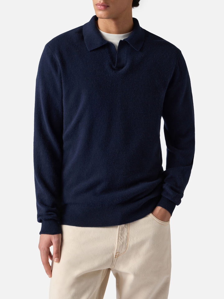 Polo in maglia di cashmere Covent blu notte