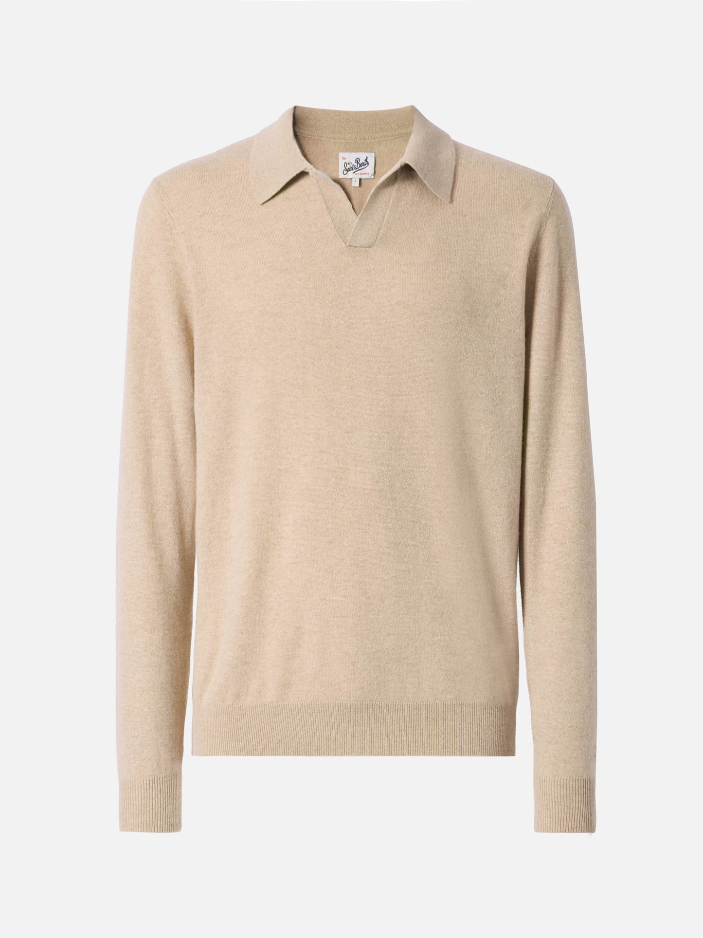 Covent cashmere knit polo in beige