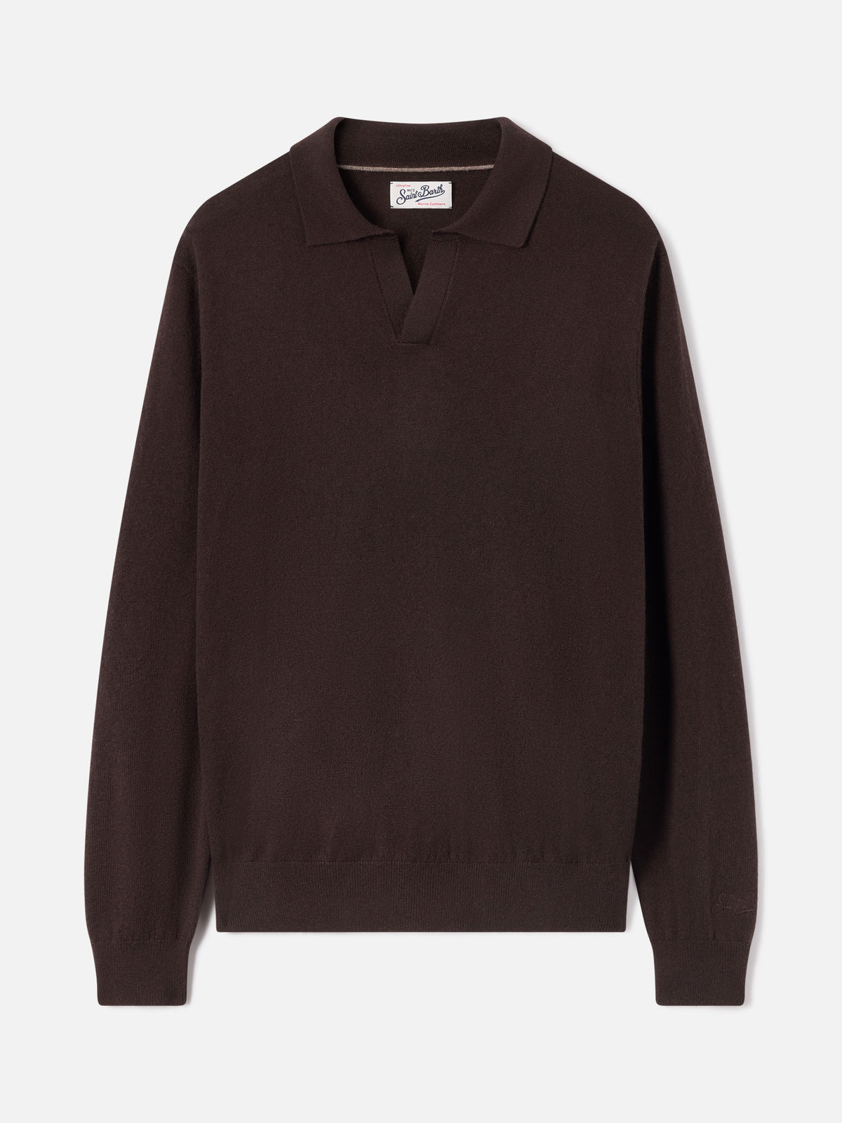 Braunes Covent Poloshirt aus einer Mischung aus Merinowolle und Kaschmir 