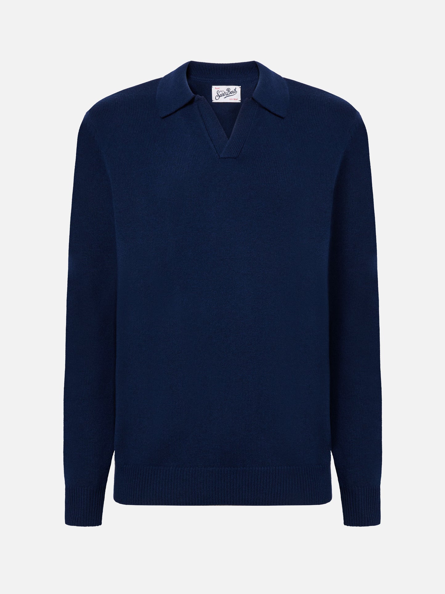Navy blue wool knit polo Covent