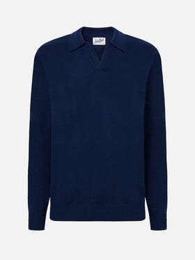 Navy blue wool knit polo Covent