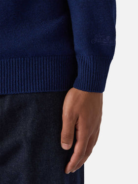 Navy blue wool knit polo Covent