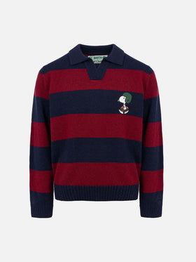 Boy blue and red striped polo shirt Covent with Snoopy print | SNOOPY PEANUTS SPECIAL EDITION