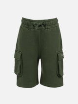 Pantaloncini cargo da bambino verde militare Cargy