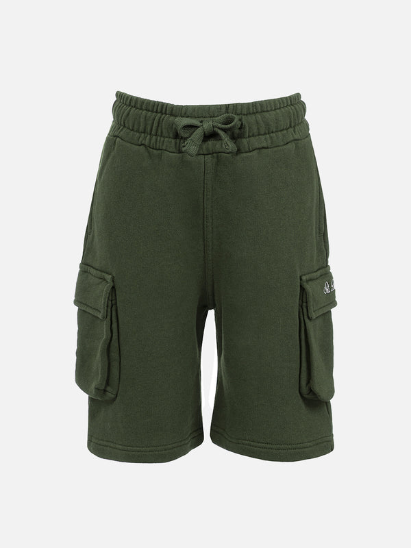 Pantaloncini cargo da bambino verde militare Cargy