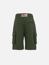 Pantaloncini cargo da bambino verde militare Cargy