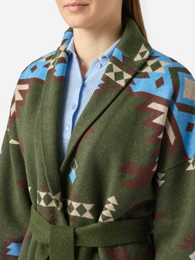 Cardigan Cristabel con cintura e stampa etnica