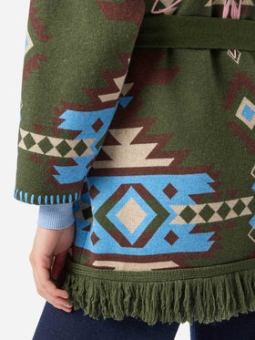 Cardigan Cristabel con cintura e stampa etnica