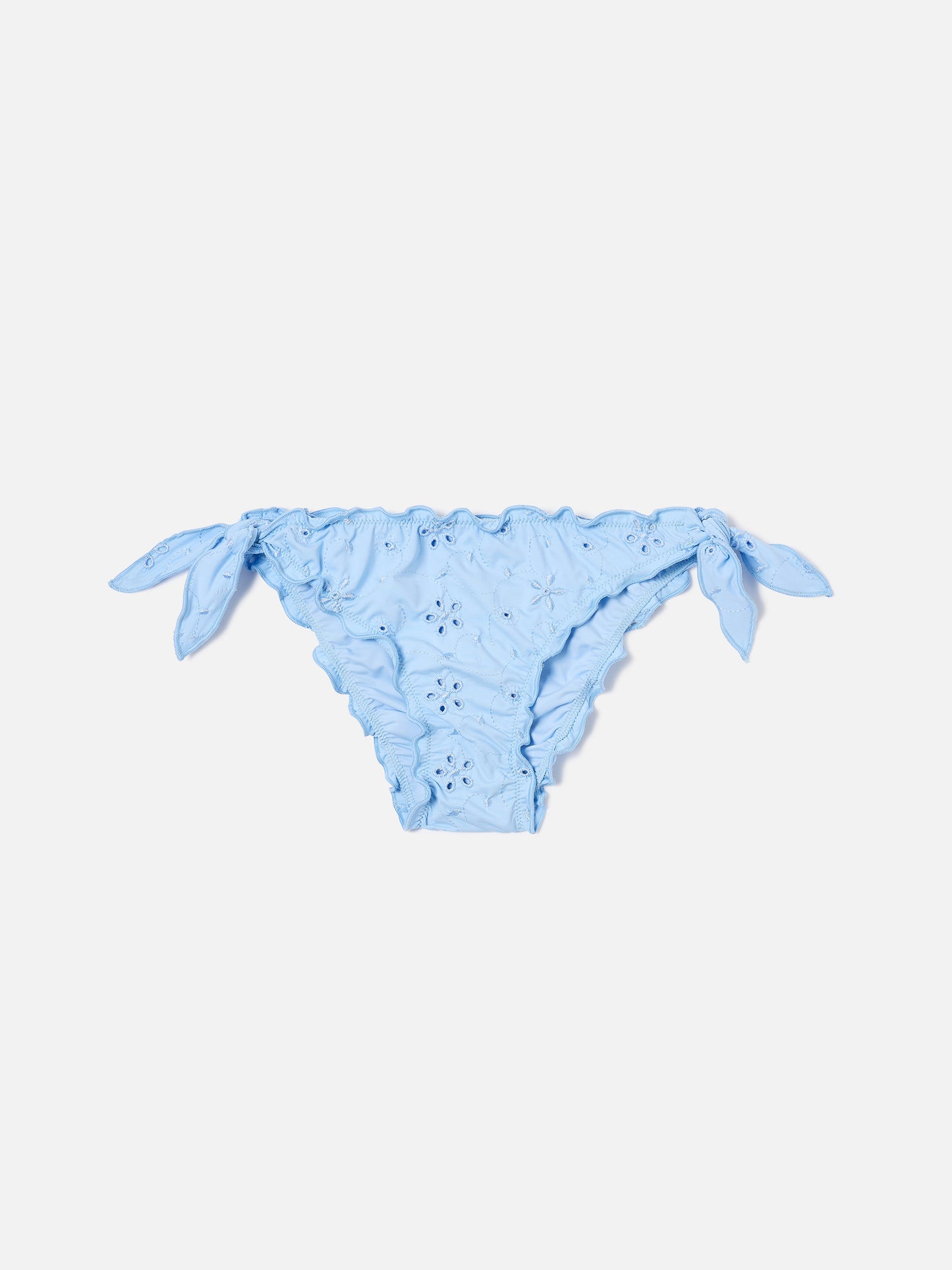 Cric hellblaue Sangallo-Badehose mit floraler Stickerei 