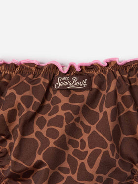 Cric brown animal print swim briefs with contrasting edges