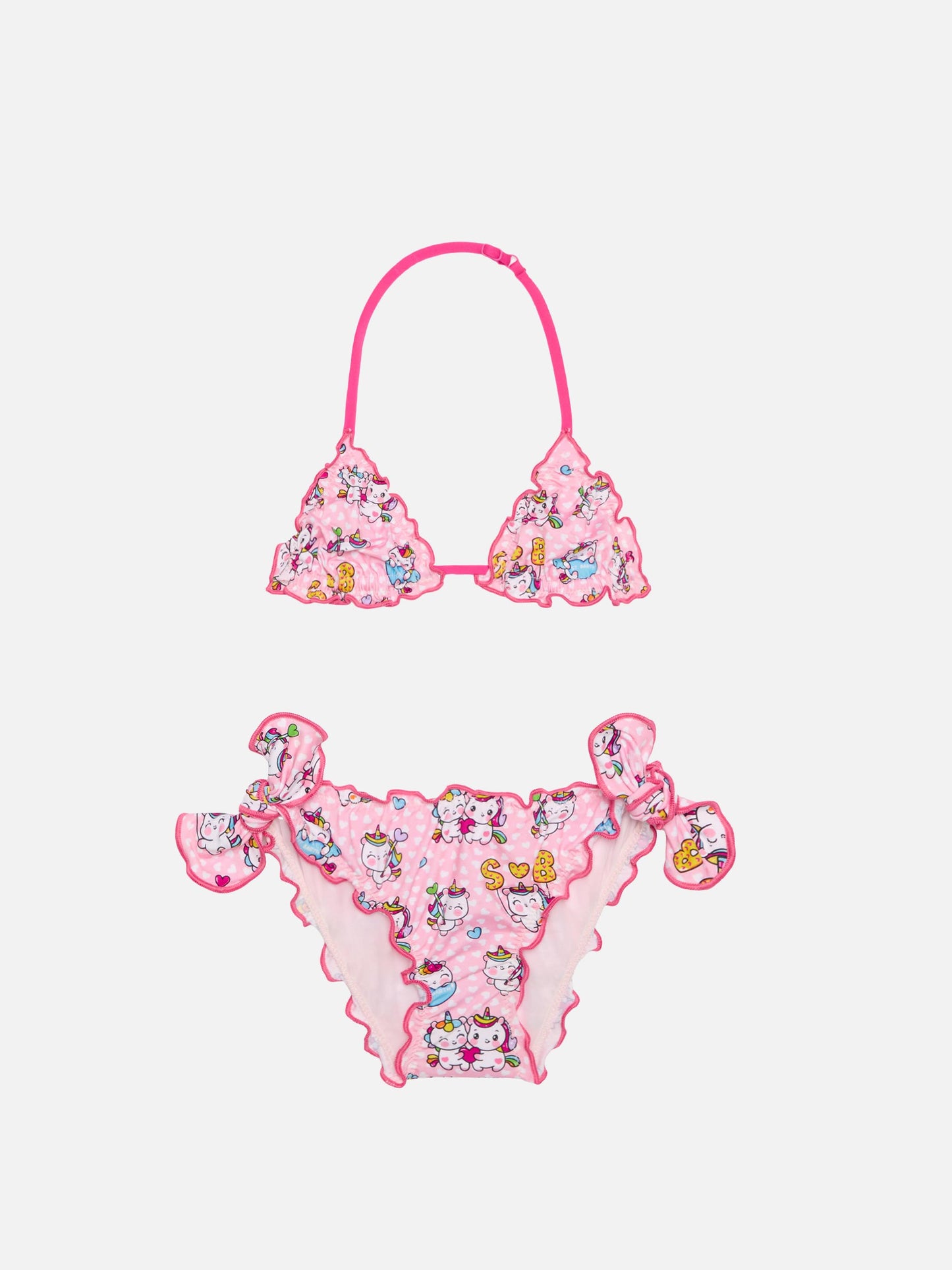 Girl triangle bikini with unicorn print