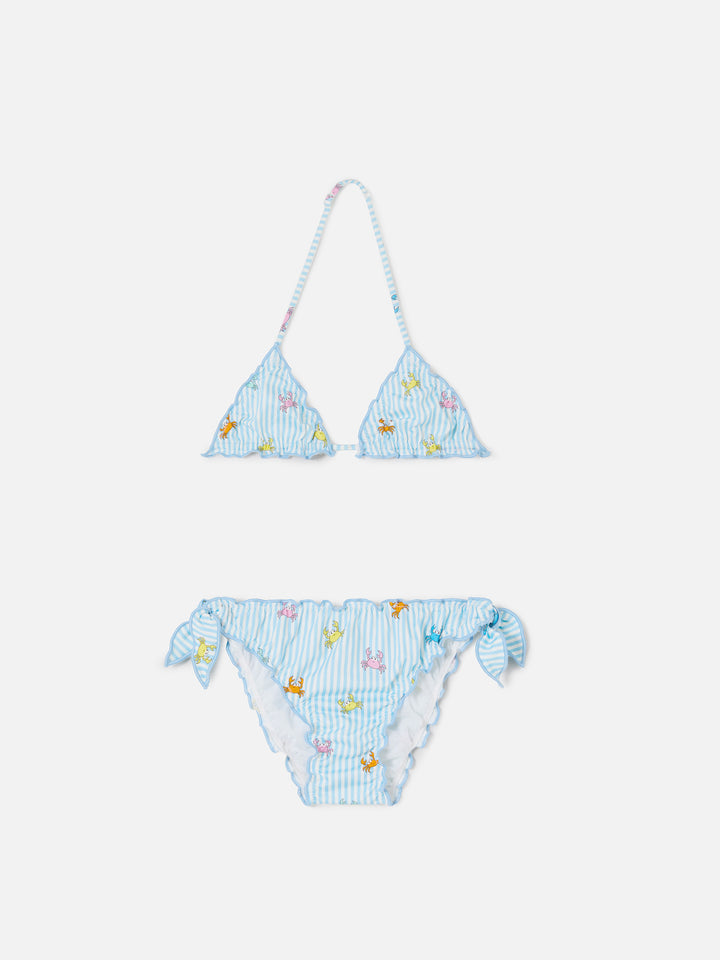 Cris stretch bikini with striped and crab print