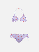 Girl classic triangle bikini Cris with seastars print