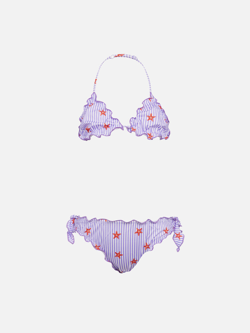 Klassischer Mädchen-Triangel-Bikini Cris mit Seesternen-Print