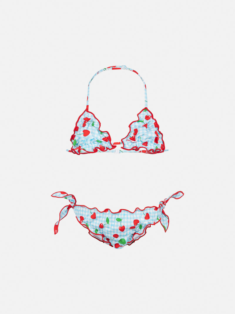 Cris classic triangle bikini with cherry and gingham print