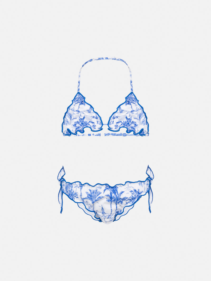 Cris classic triangle bikini with toile de jouy print