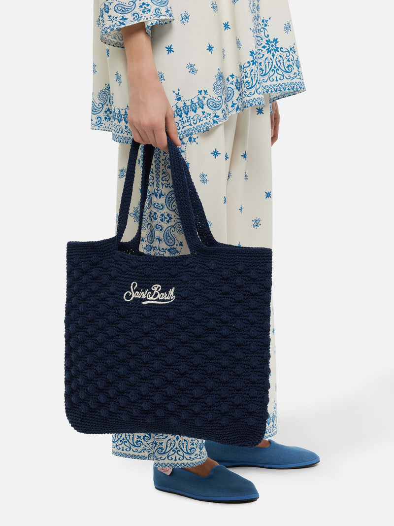 Borsa all'uncinetto blu navy