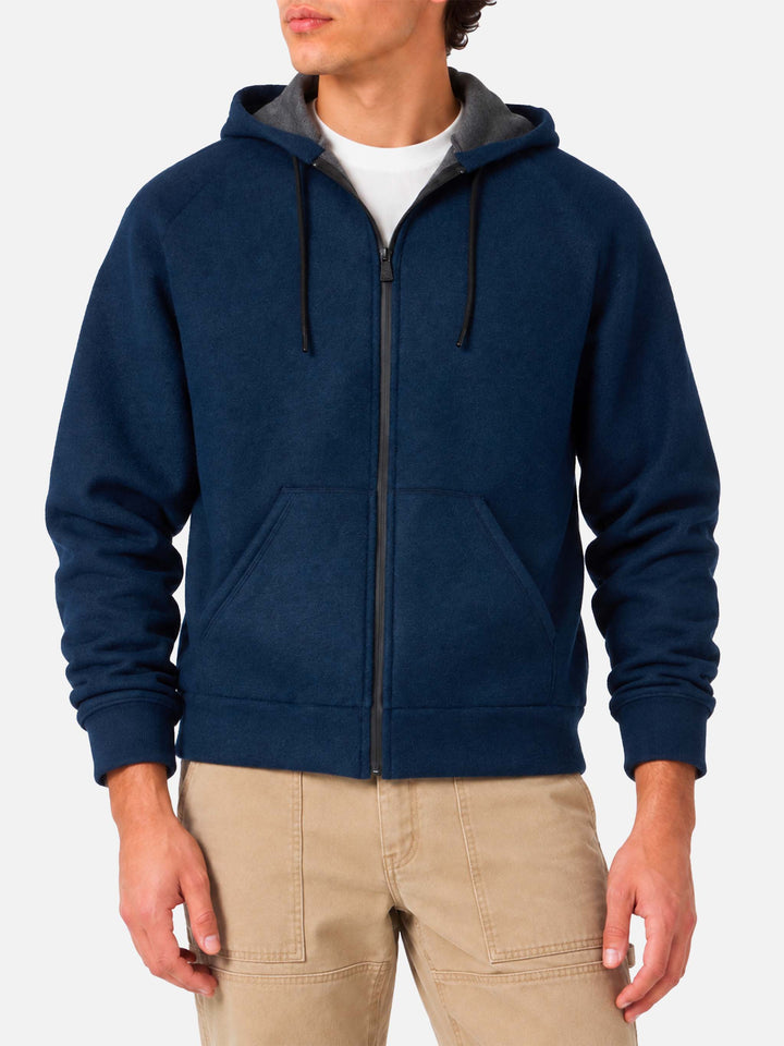 Carrel technical fabric sweatshirt in navy blue solid color