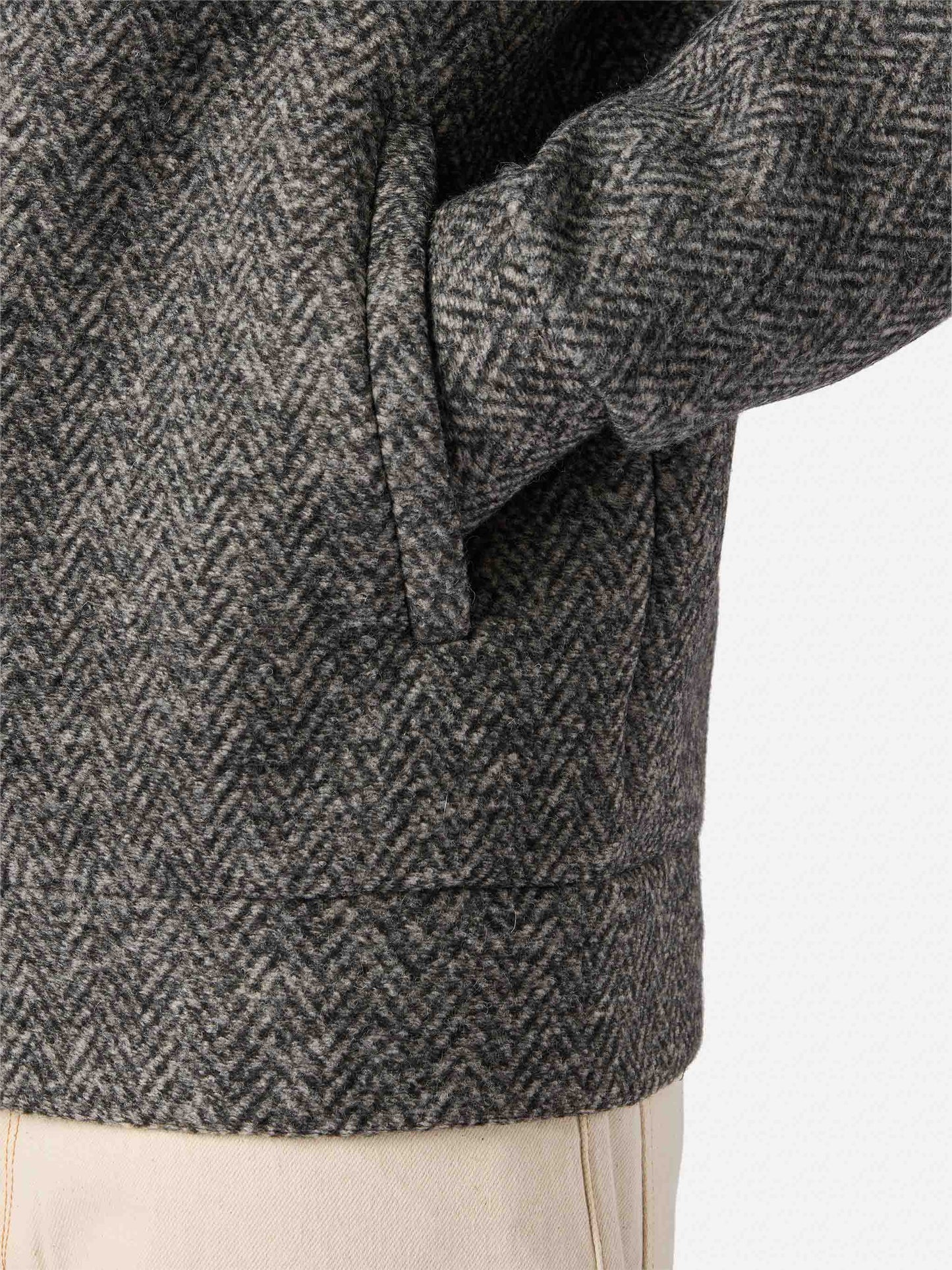 Carrell Wool herringbone jacket with zip and hood