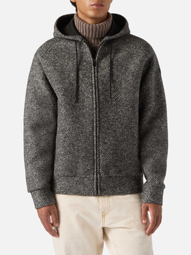Carrell Wool herringbone jacket with zip and hood