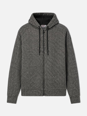 Veste Carrell en laine à chevrons avec zip et capuche 