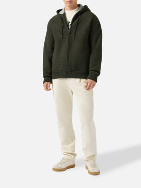 Carrell Strickjacke mit Reißverschluss und Kapuze in Militärgrün