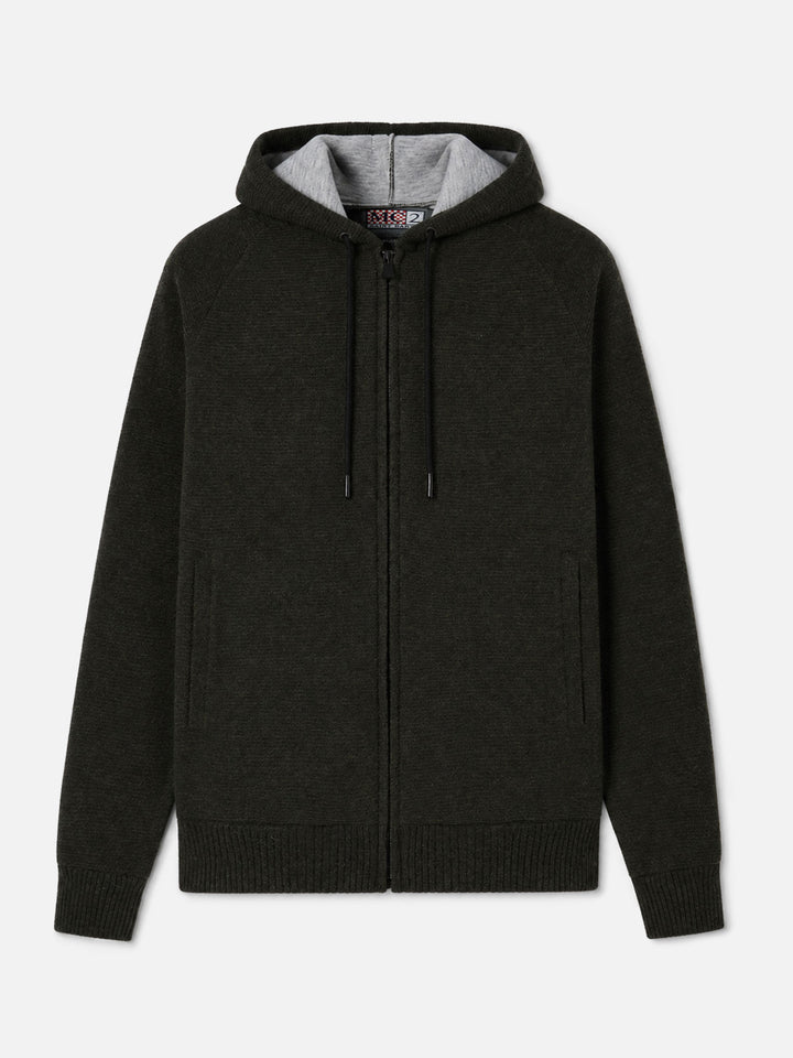Chaqueta de punto Carrell con cremallera y capucha en verde militar 
