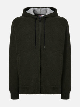 Giacca Carrell knit con zip e cappuccio verde militare
