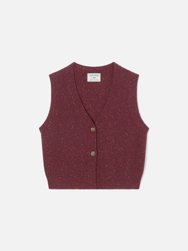 Aubergine Carette Donegal knit wool blend vest