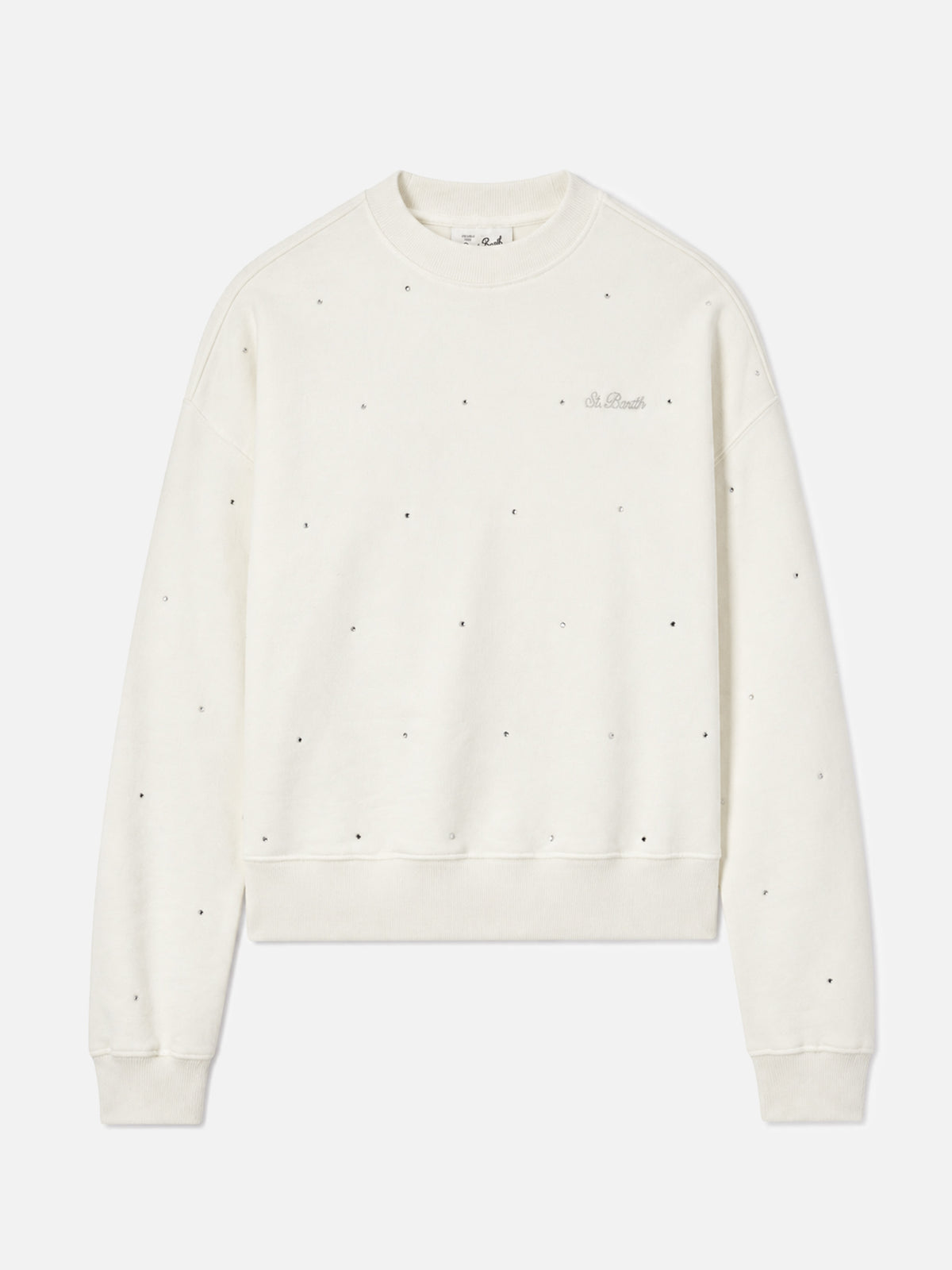Sweat-shirt Casey en coton blanc avec application de strass 