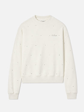 Sweat-shirt Casey en coton blanc avec application de strass 