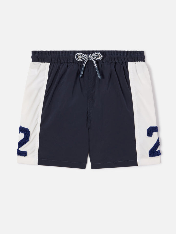 Bañador short Cup Jr con bandas y parche 