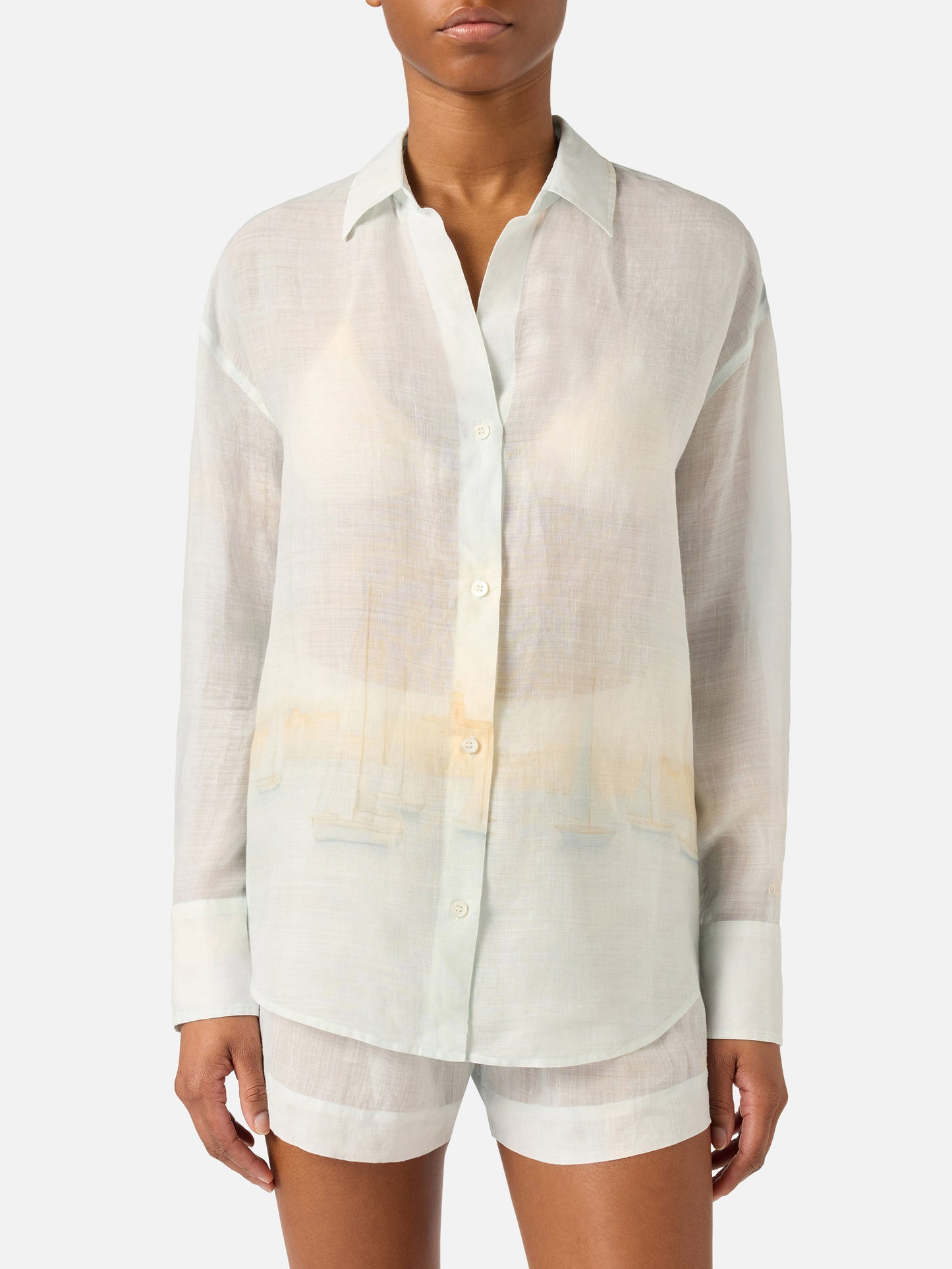 Cristal ramie shirt with St. Tropez print