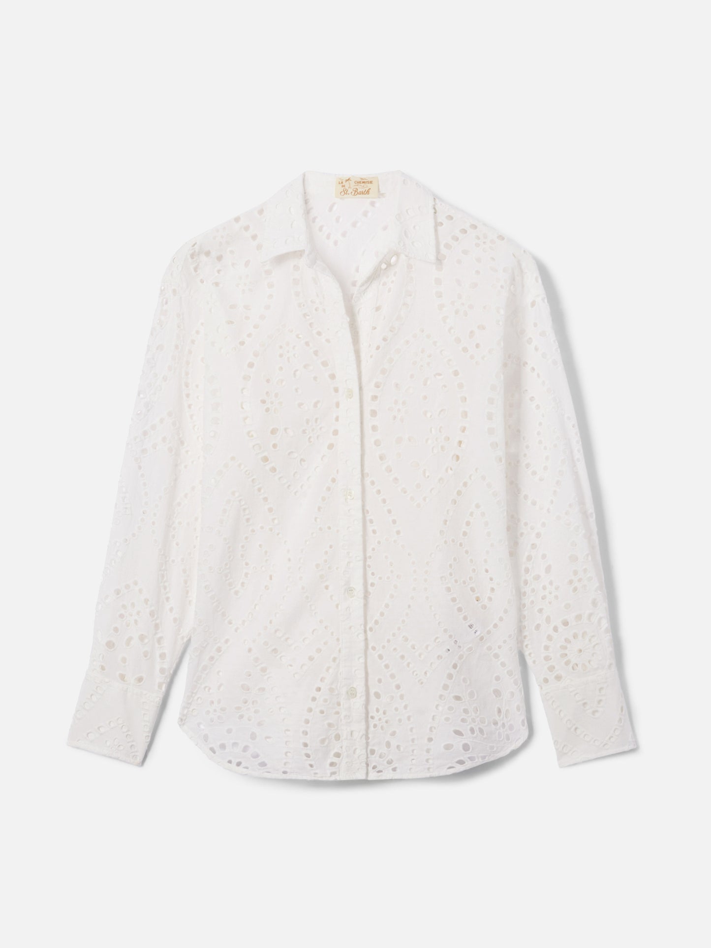 Camicia Cristal in cotone sangallo bianco