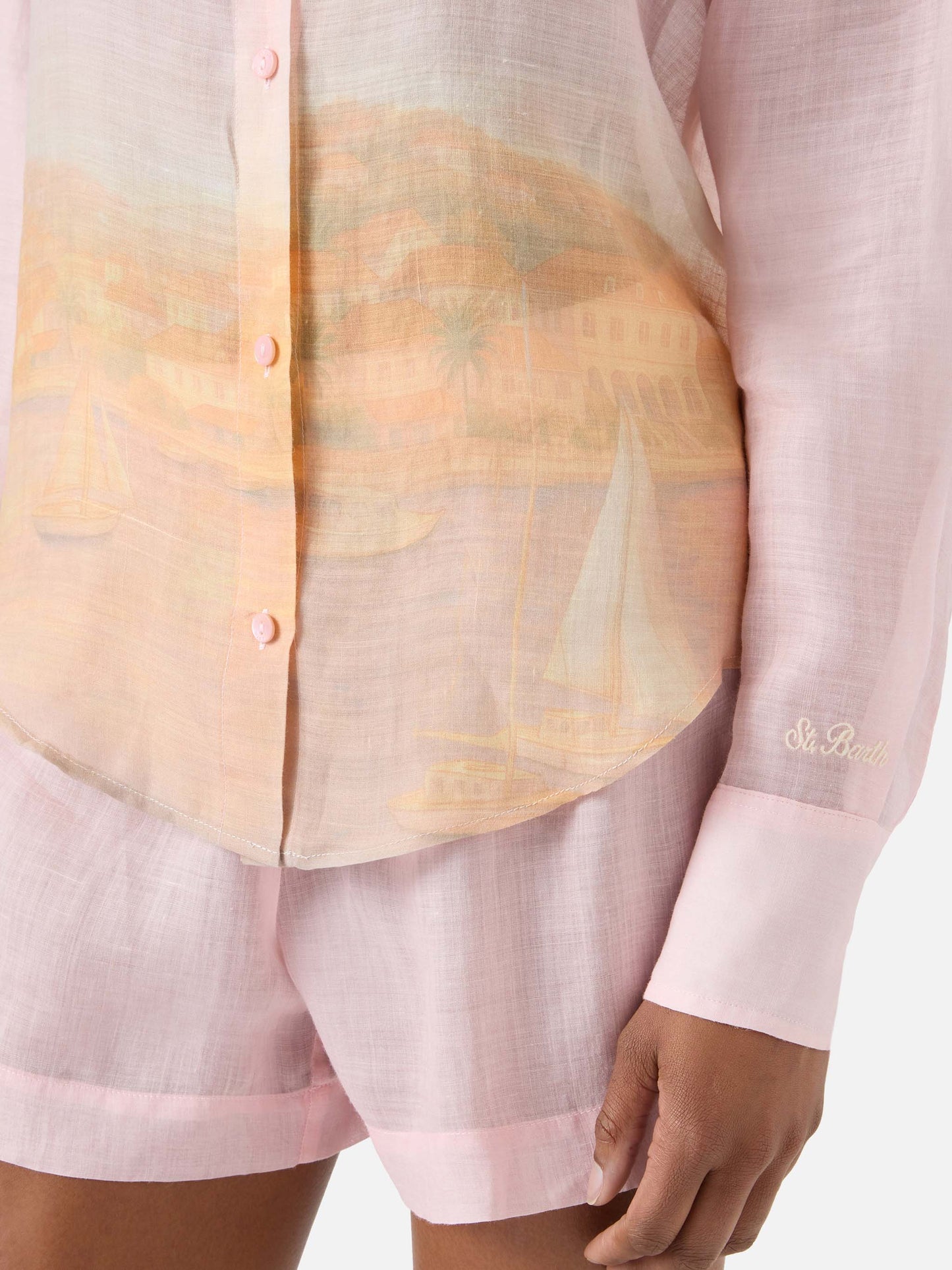 Cristal ramie shirt with sunset print