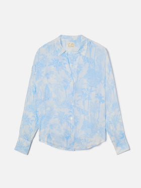 Cristal ramie shirt with light blue toile de jouy print