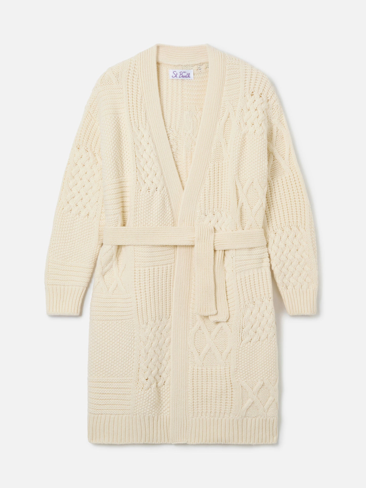 Maxi cardigan Daba with embroidery and belt