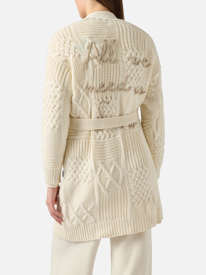 Maxi cardigan Daba with embroidery and belt