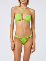 Woman lime green bandeau bikini Dahlia Noelle