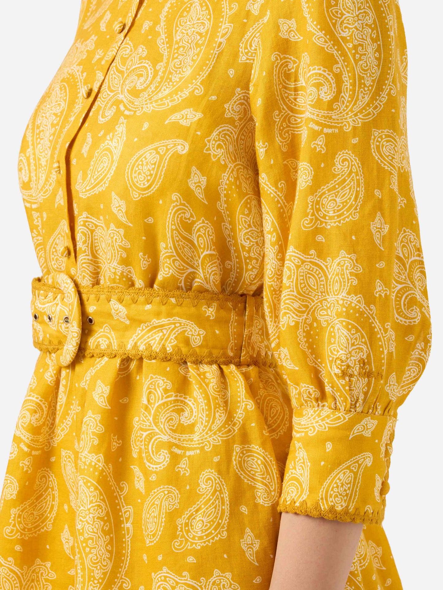 Abito corto in lino stampa paisley