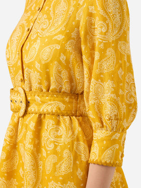 Abito corto in lino stampa paisley