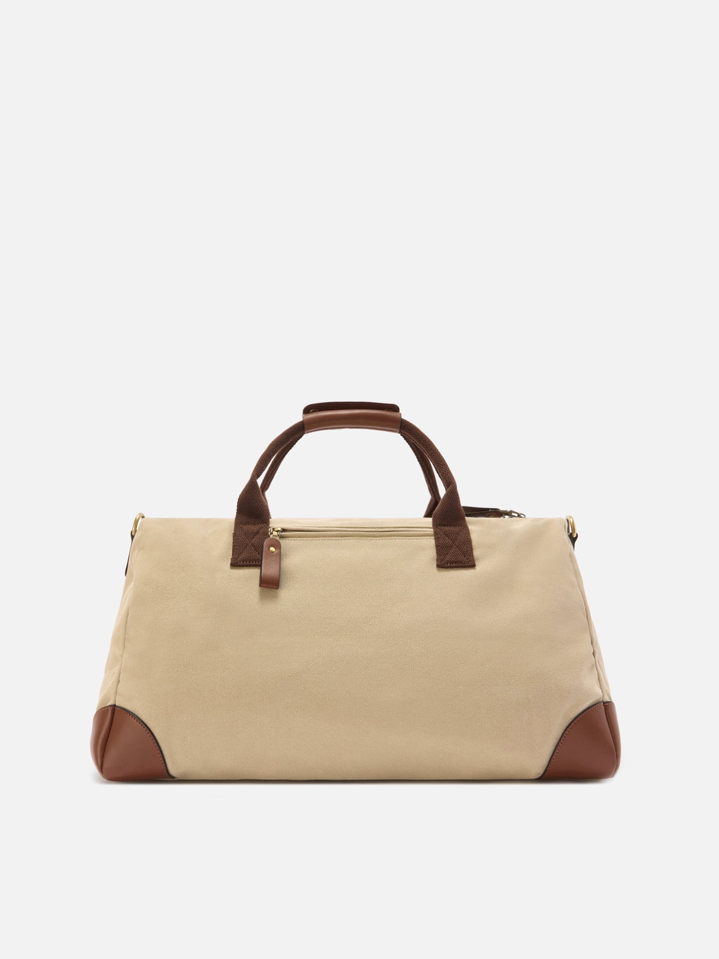 Daily beige cotton blend weekender with embroidered logo