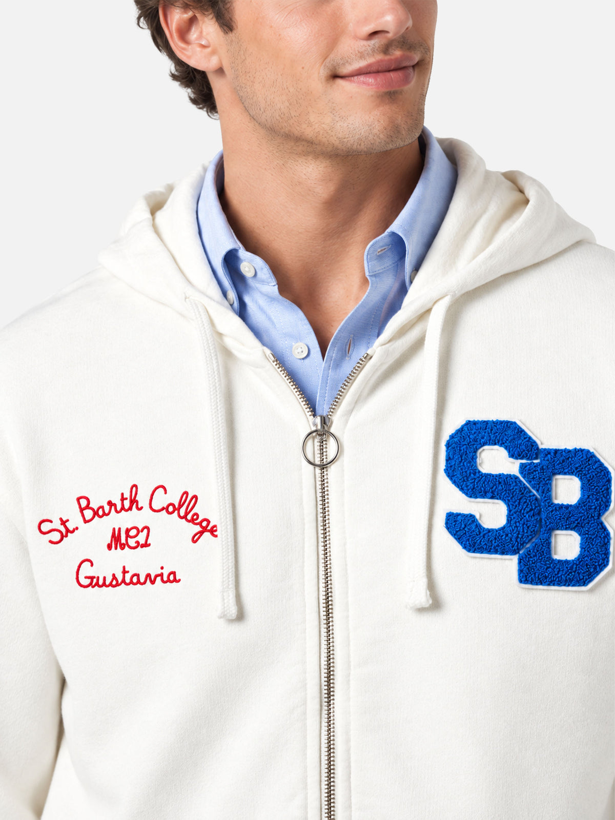 Danny white sweatshirt with patch and embroidery