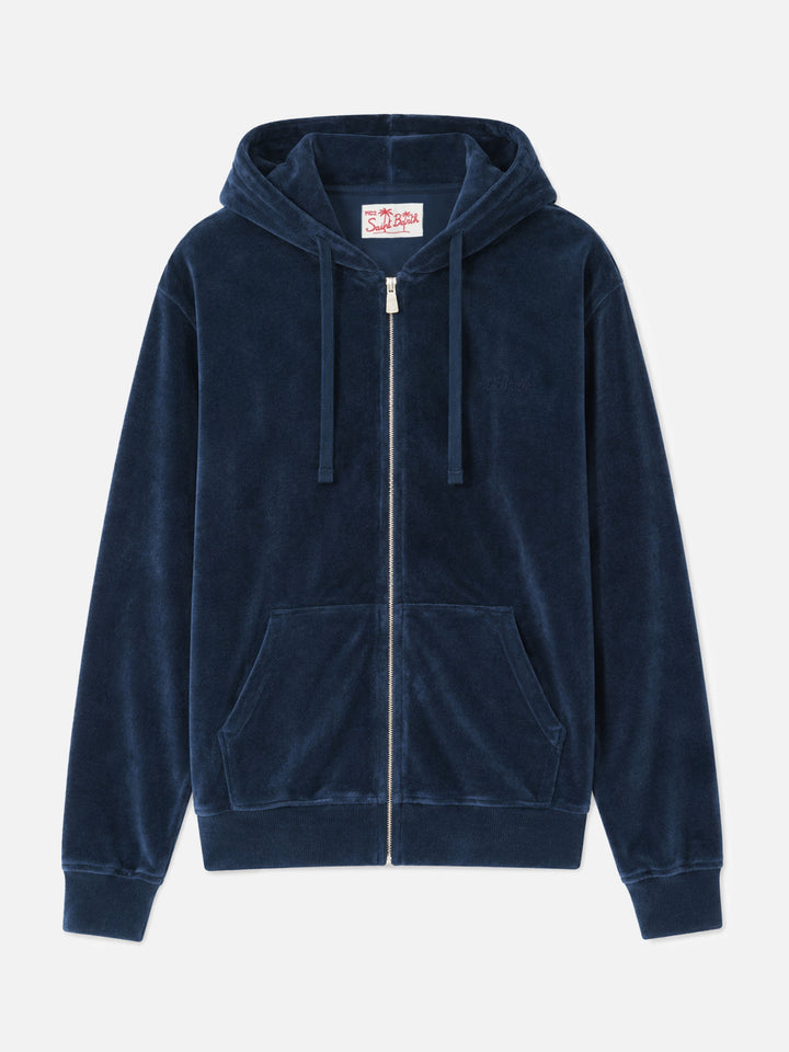Zipped terry hoodie Danny with St. Barth embroidery