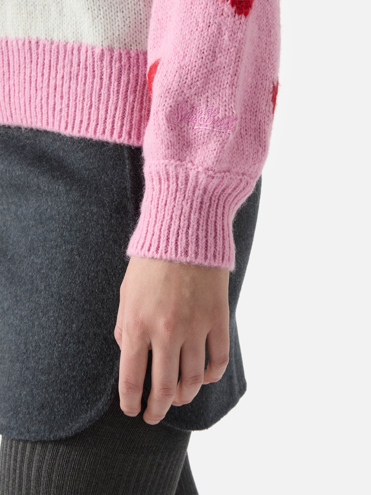 Alpaca sweater Danya with Sarà perchè ti amo embroidery