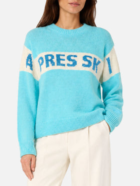 Danya light blue sweater with Après Ski print