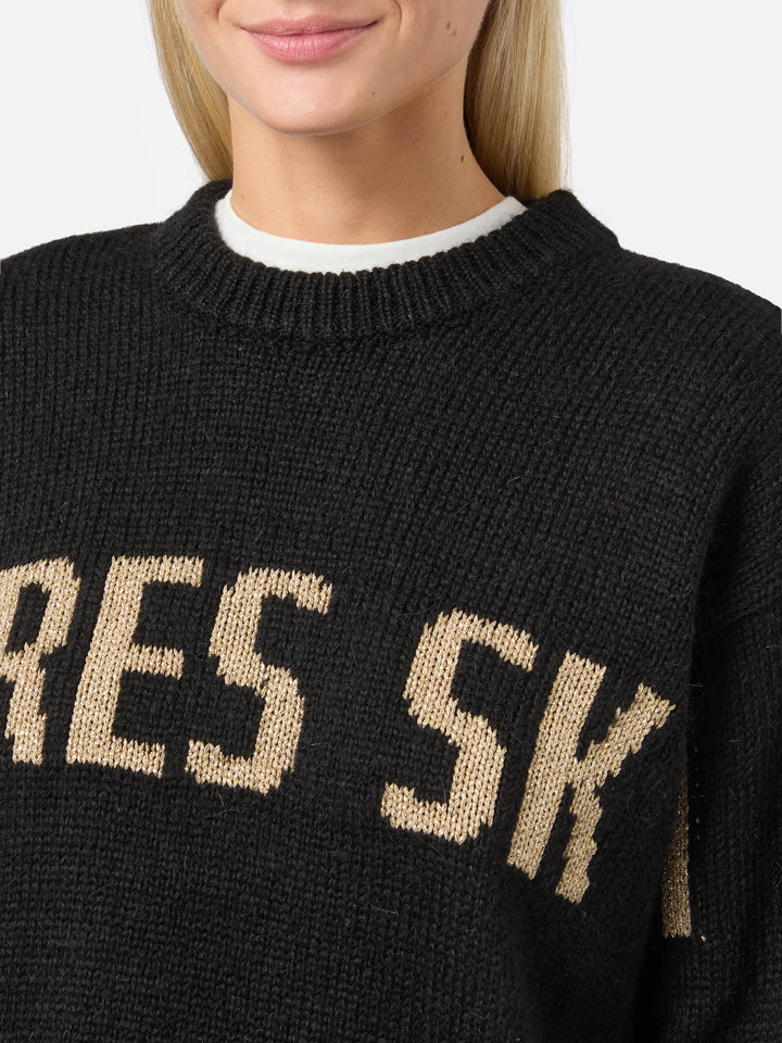 Danya alpaca-blend sweater in black with Après Ski jacquard
