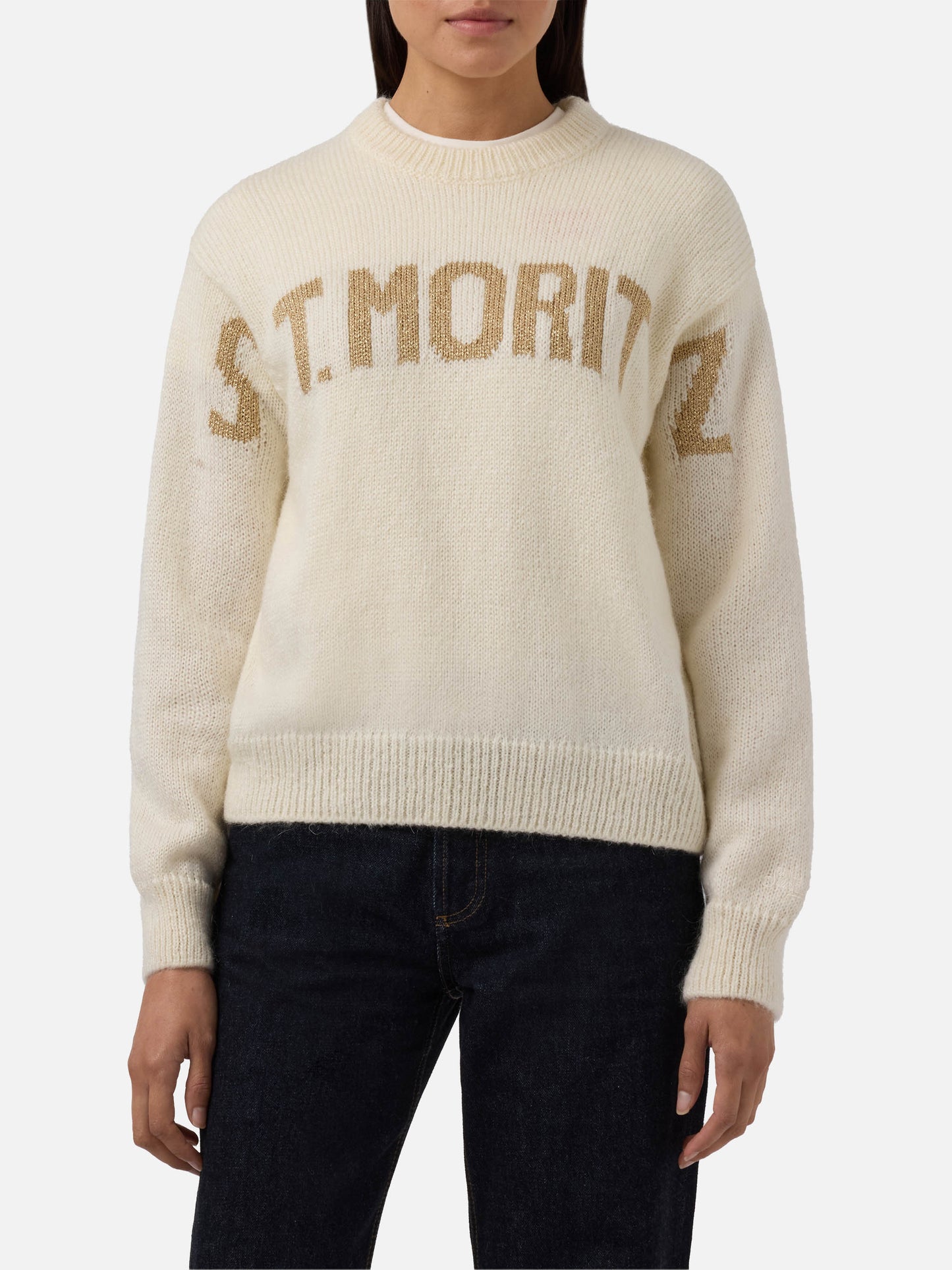 Danya alpaca-blend sweater in white with St. Moritz jacquard